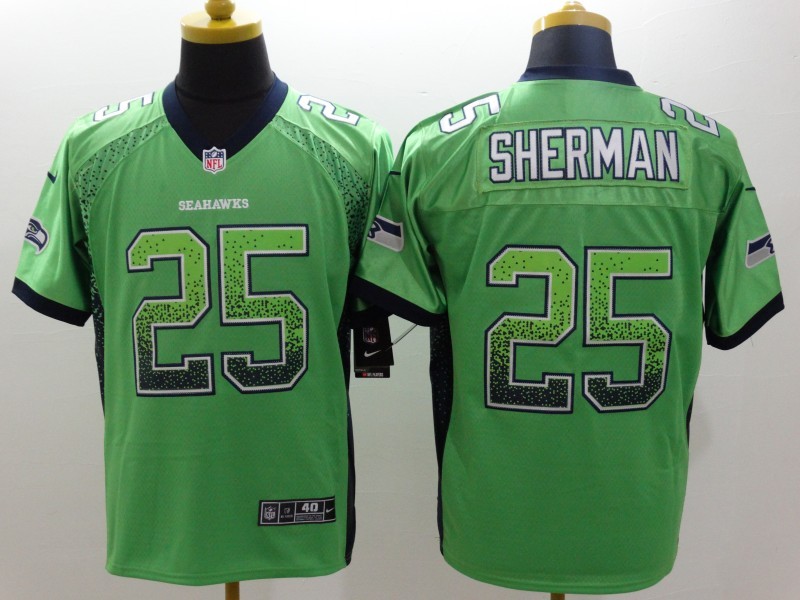 Men's Seattle Seahawks Richard Sherman #25 Green Jersey